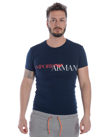 T-shirt Emporio Armani Blu XL in Cotone Elasticizzato