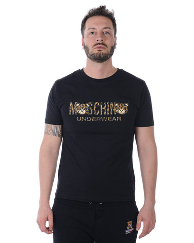 T-shirt Moschino Underwear Nero in Cotone, Taglia XXL con Logo Stampato