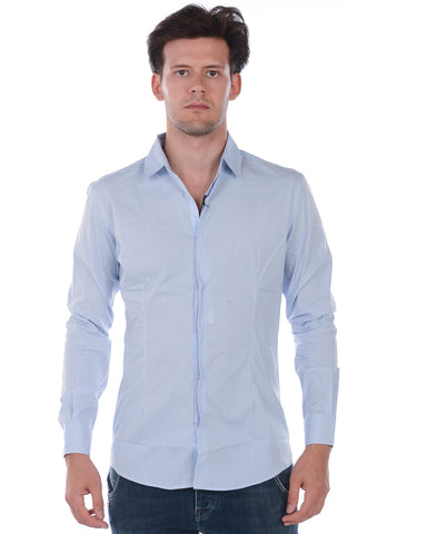 Camicia Daniele Alessandrini Blu in Cotone con Dettagli Eleganti