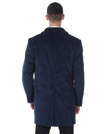 Cappotto Daniele Alessandrini Blu Elegante con Chiusura a Bottoni