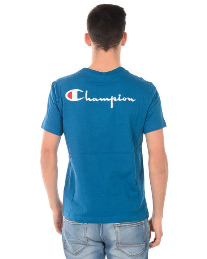 Maglietta Champion Blu Scuro con Logo Ricamato - mem39