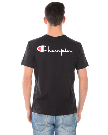 Maglietta Champion Nero con Logo Ricamato - mem39