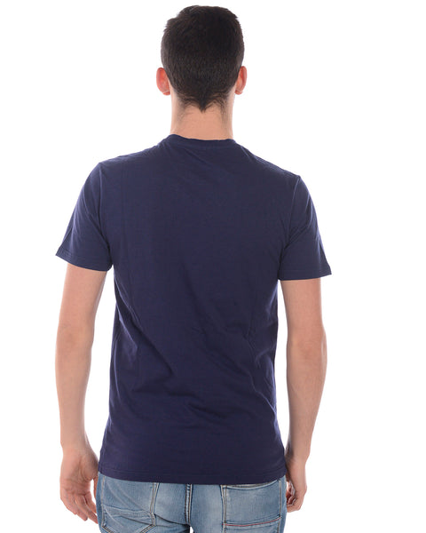 Maglietta Daniele Alessandrini Blu in Cotone con Tasca sul Petto