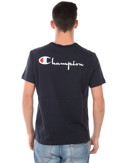 Maglietta Champion Blu Scuro con Logo Ricamato
