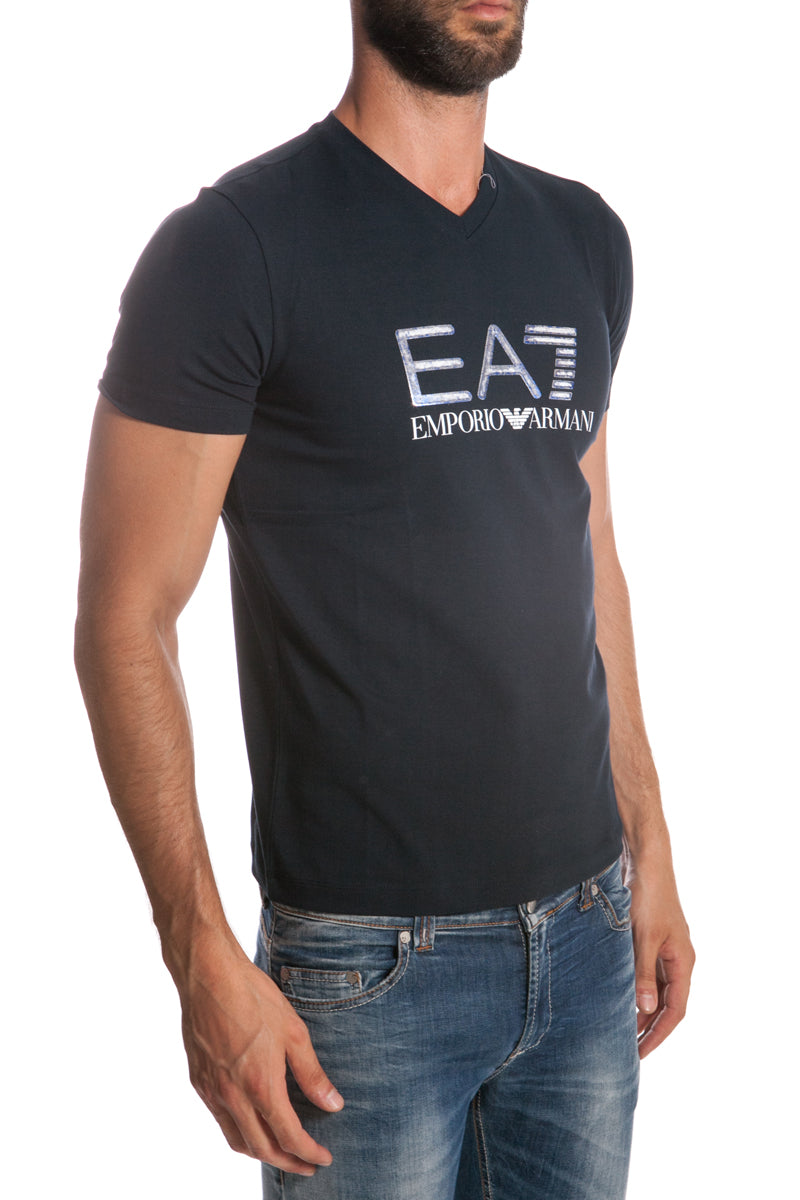 Maglietta EA7 Blu Scuro con Logo Distintivo by Emporio Armani - mem39