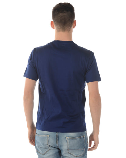 Maglietta in Cotone Blu Stampata by Zegna