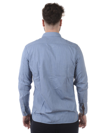 Burberry Camicia Iconica in Cotone Azzurro con Manica Lunga