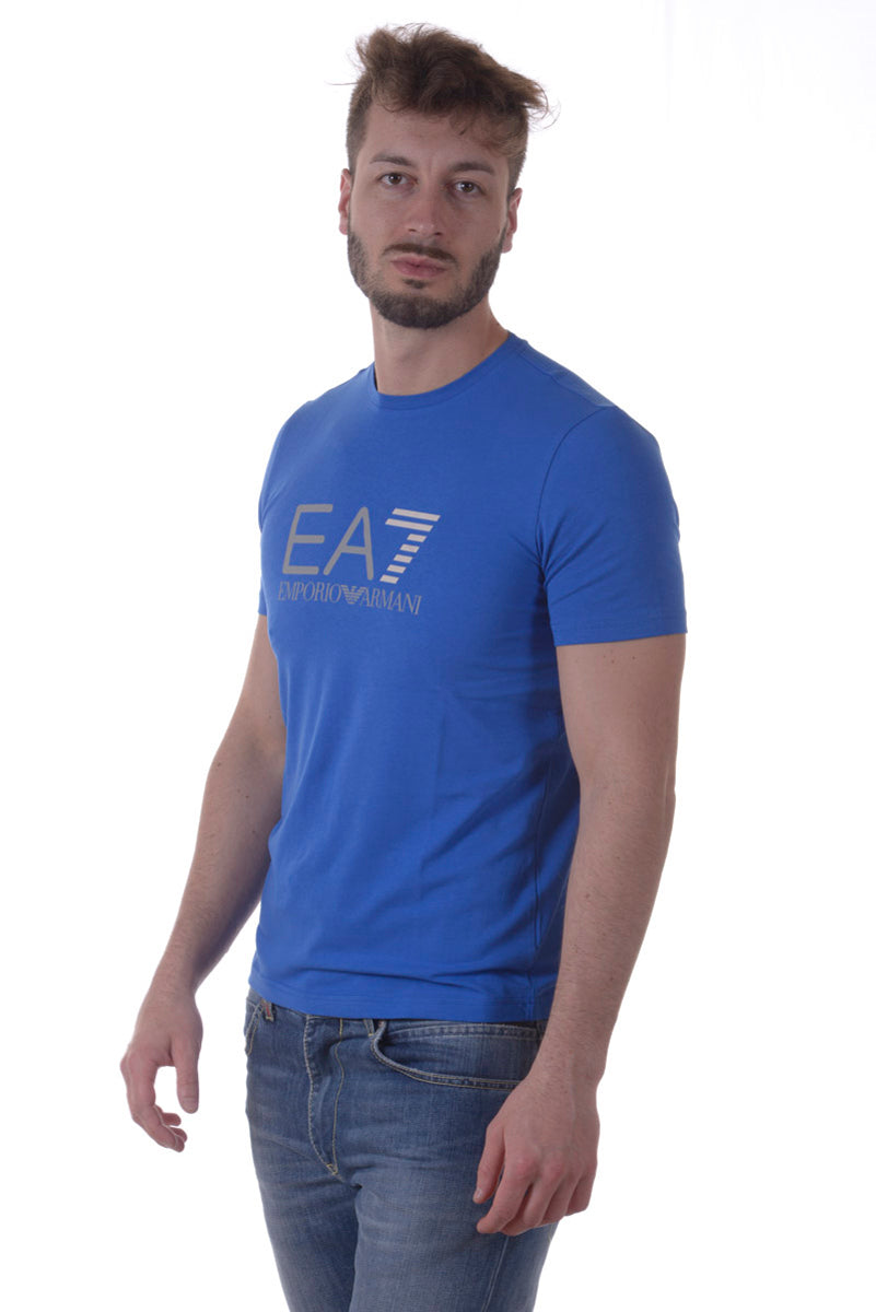 T-shirt Emporio Armani EA7 in Cotone ed Elastan Blu - mem39