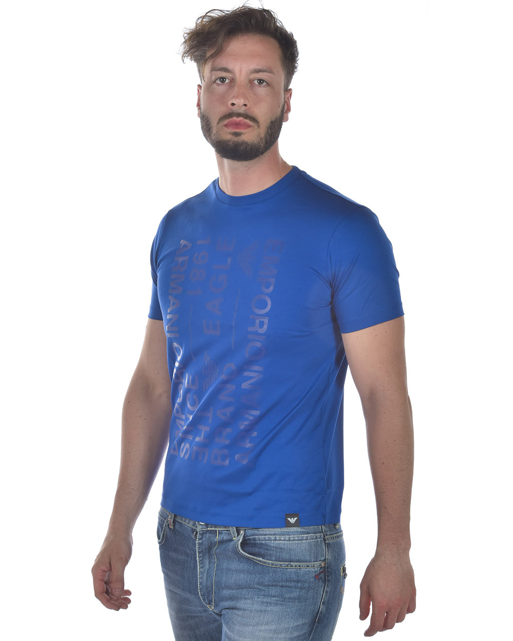 Maglietta Emporio Armani Blu Chiaro con Logo Distintivo - mem39