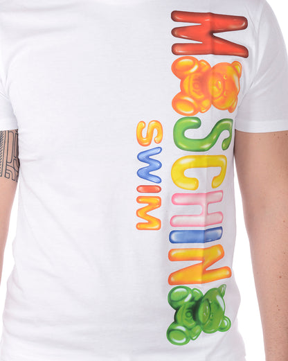 T-Shirt Moschino Swim Grigia Stampata - mem39