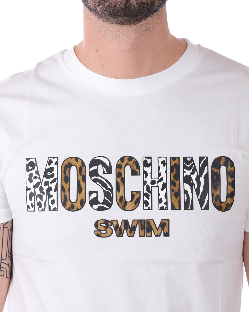 Maglietta Moschino Swim Bianca con Logo Stampato
