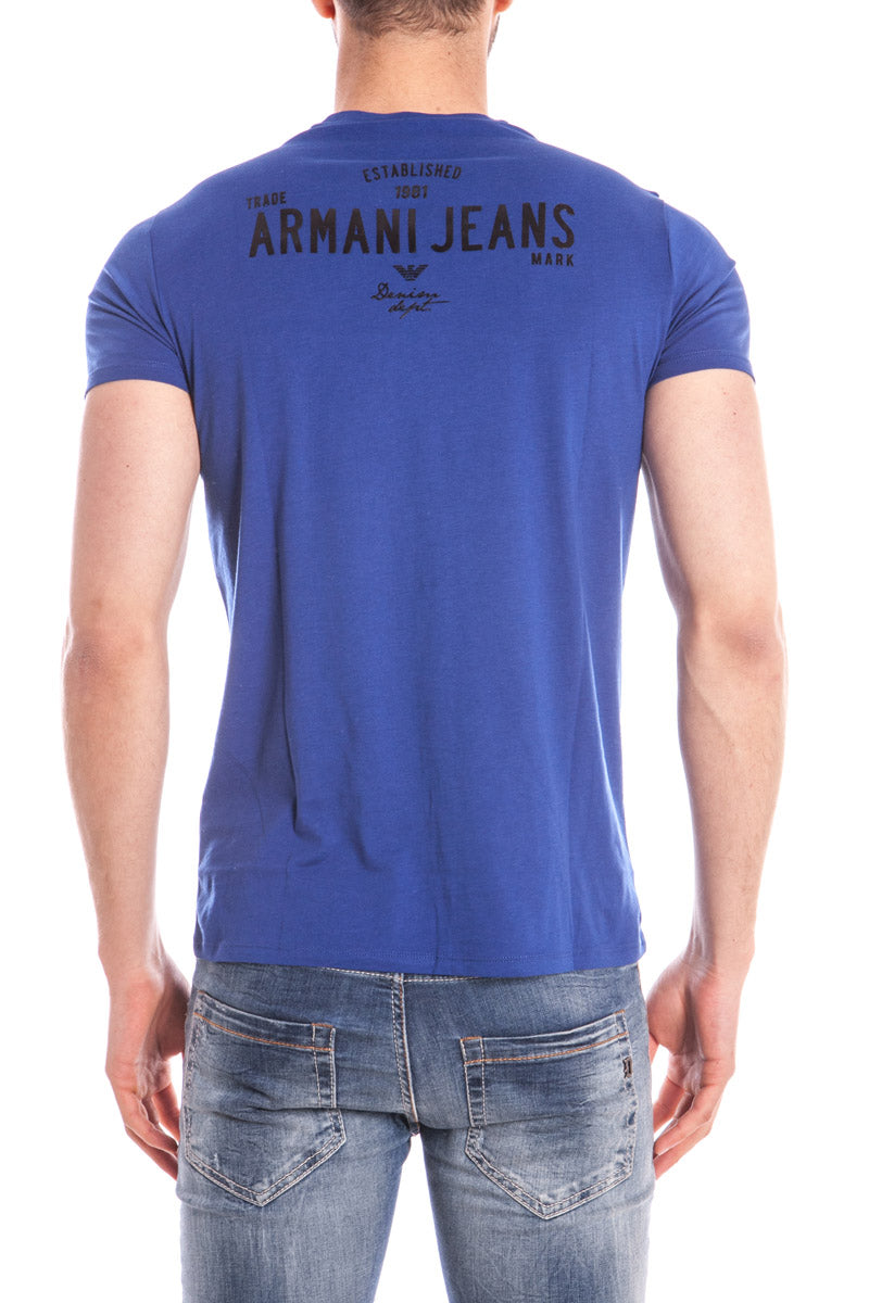 Maglietta Logo Distintivo Armani Jeans AJ Blu Scuro