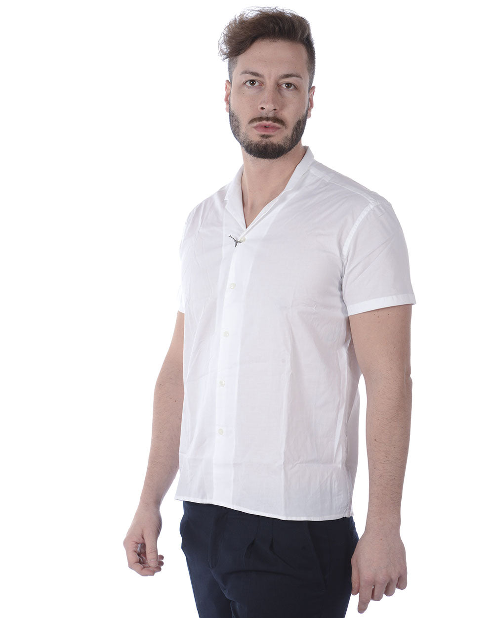 Camicia Bianco Beige Daniele Alessandrini - mem39