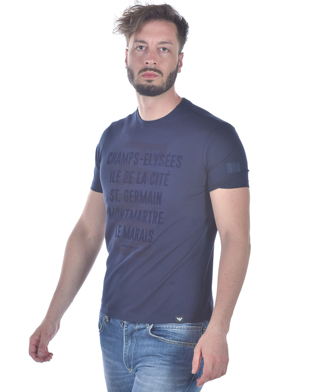 Maglietta Emporio Armani Blu Scuro con Logo - mem39