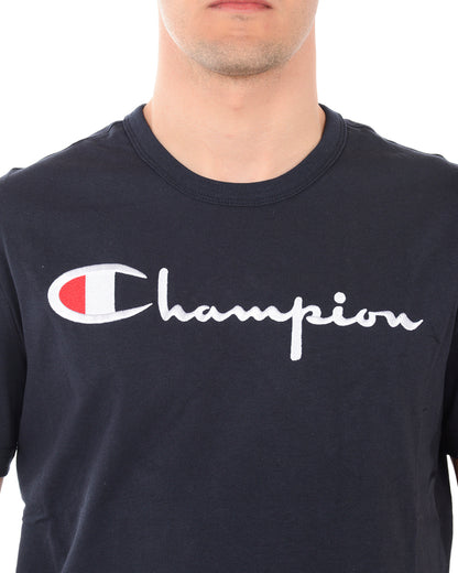 Maglietta Champion Bianca con Logo Ricamato - mem39