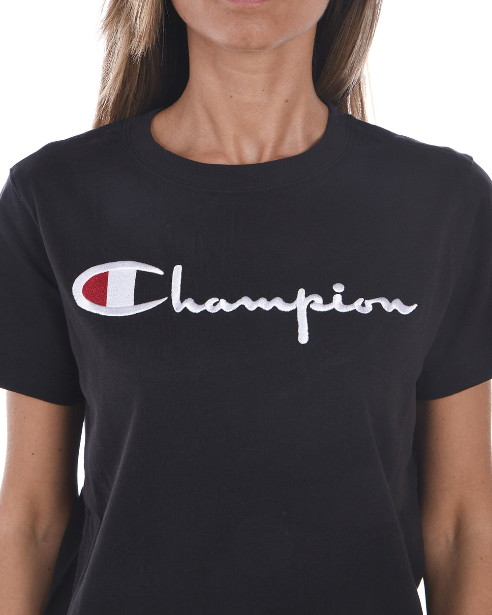Maglietta Champion Grigia con Logo Ricamato - mem39