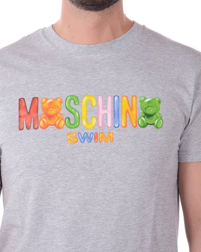 T-Shirt Moschino Swim Grigia Stampata