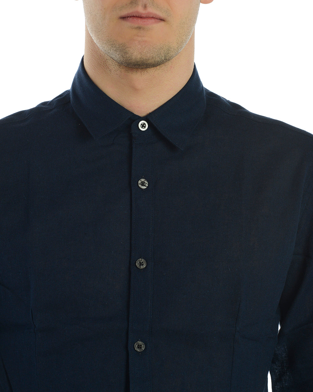 Camicia Daniele Alessandrini Blu in Lino e Cotone