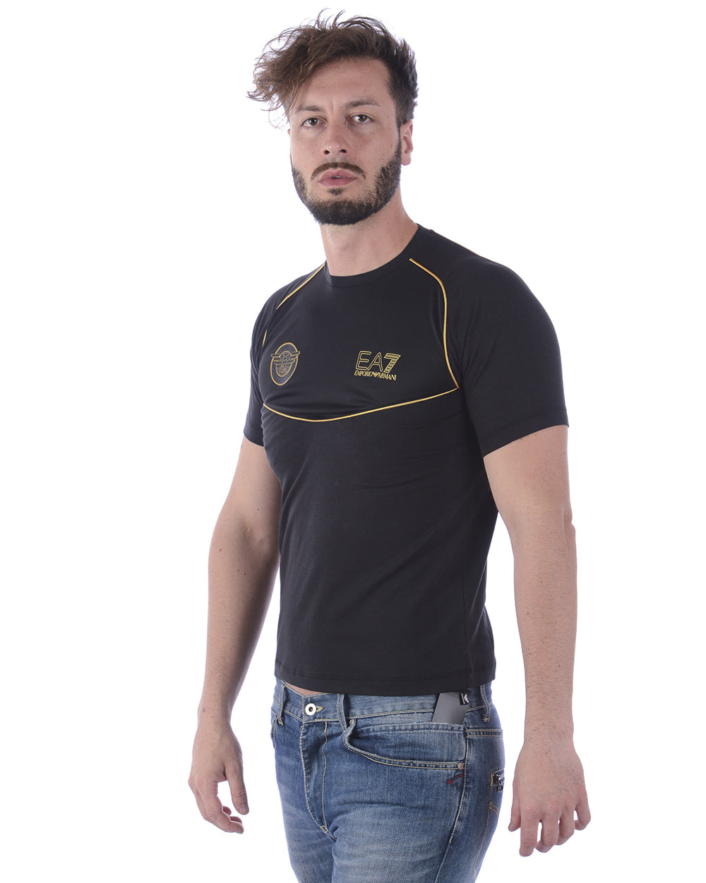 T-Shirt Nero in Cotone Emporio Armani EA7 - mem39