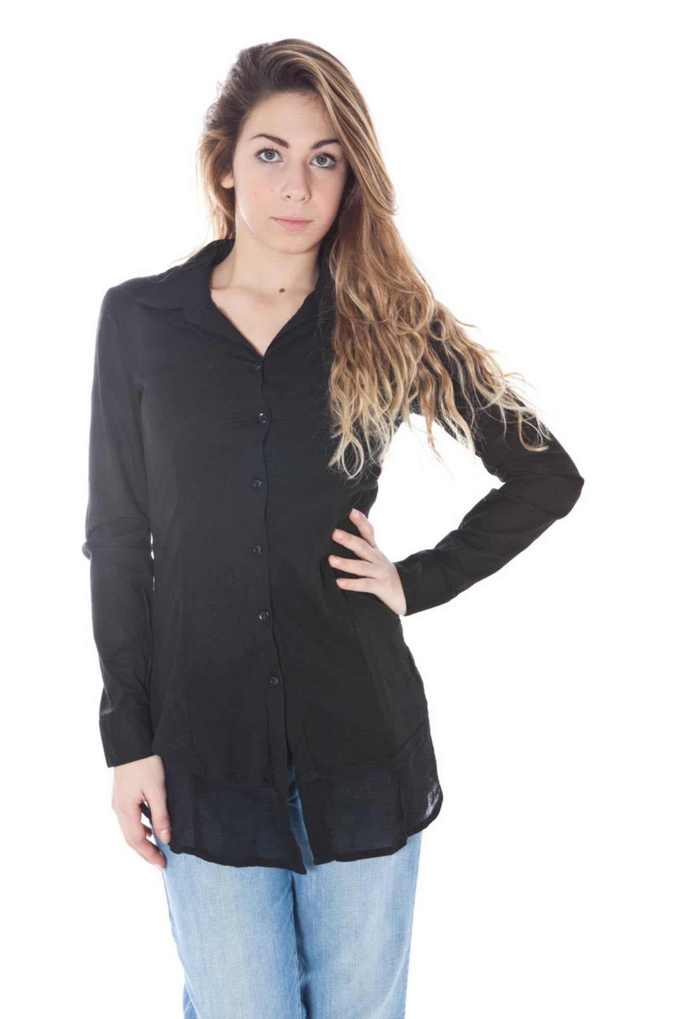 Denny Rose Camicia Maniche Lunghe Donna Nero""