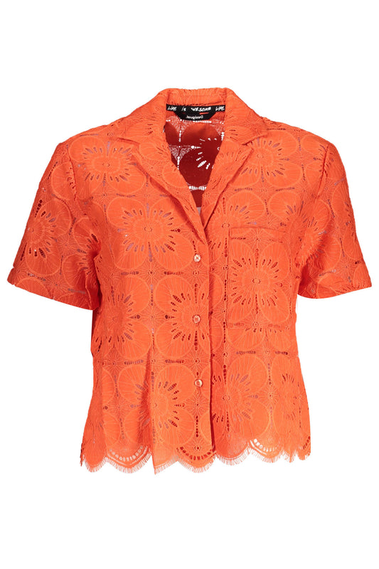 Desigual Camicia Maniche Corte Donna Arancio""