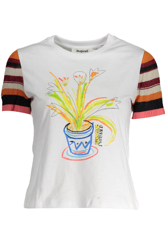 Desigual T-Shirt Maniche Corte Donna Bianco""