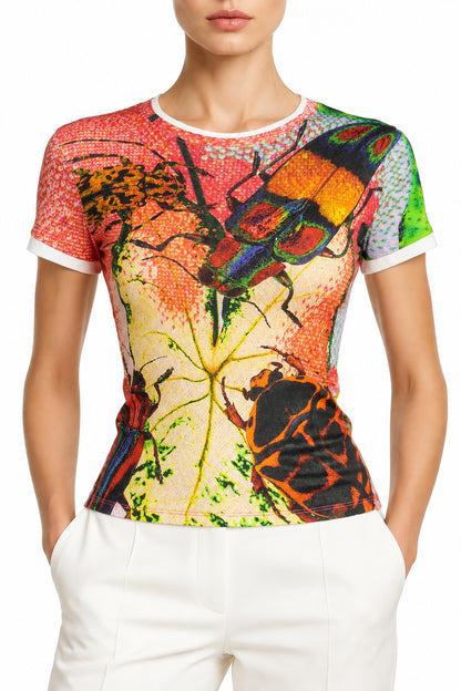 DESIGUAL T-SHIRT MANICHE CORTE DONNA ROSSO