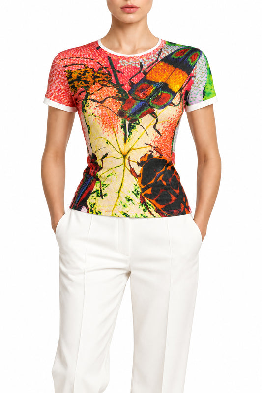 DESIGUAL T-SHIRT MANICHE CORTE DONNA ROSSO