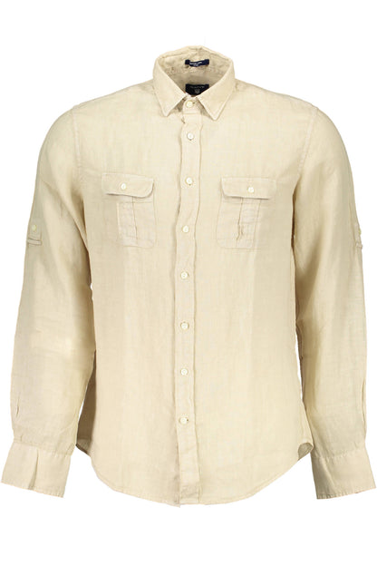 Gant Camicia Maniche Lunghe Uomo Beige