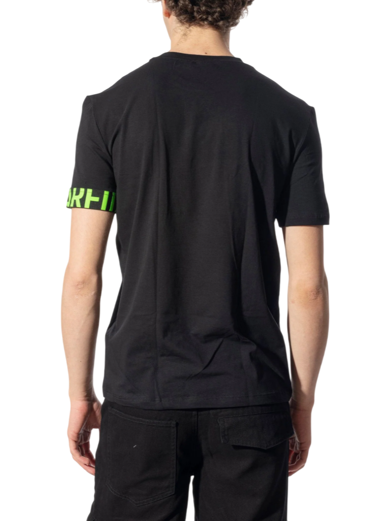 Dsquared2 T-shirt manica corta con banda logata nero verde fluo