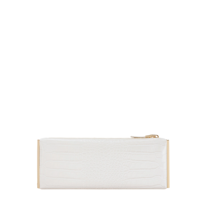 Elisabetta Franchi pochette baguette in ecopelle coccodrillo bianco latte