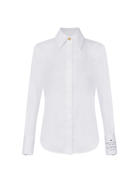 Elisabetta Franchi camicia in cotone con dettaglio logato bianco