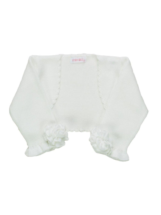 MIMILU' Coprispalle a manica lunga con applicazioni floreali Bianco