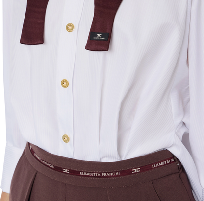 Elisabetta Franchi tuta jumpsuit con camicia bianco borgogna