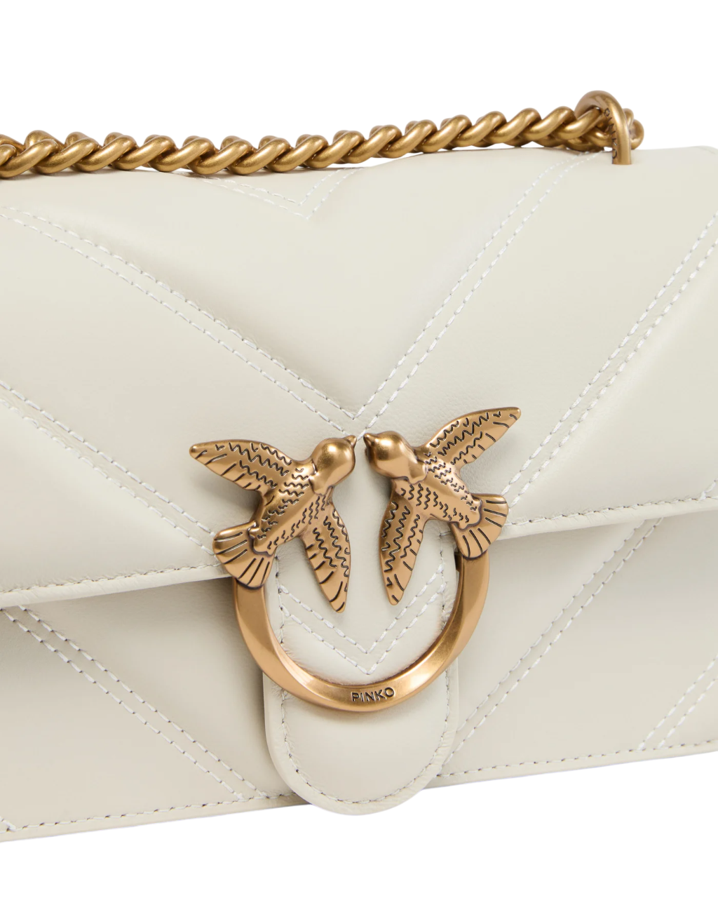 Pinko borsa Love Bag One Mini Light in nappa trapuntata bianco