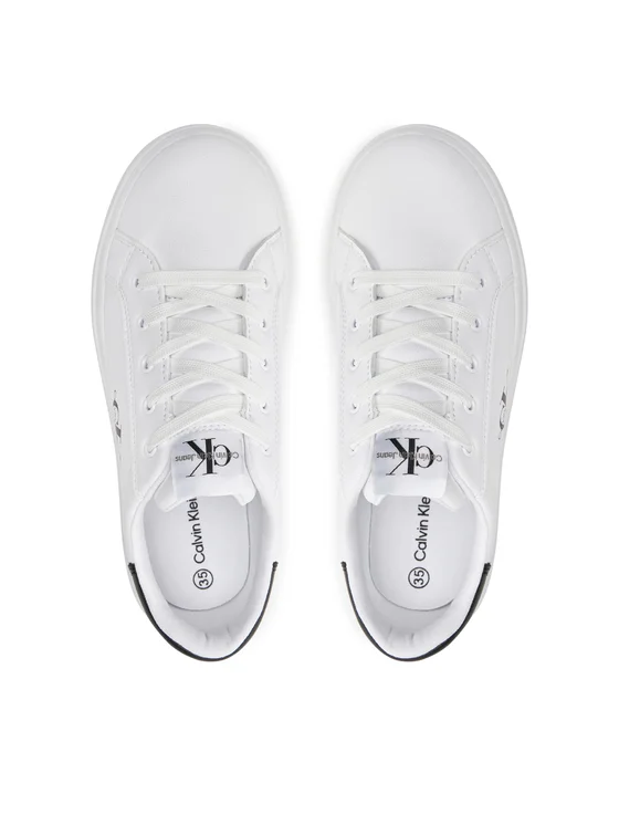 Calvin Klein Jeans sneakers Low Cut in ecopelle con logo bianco nero