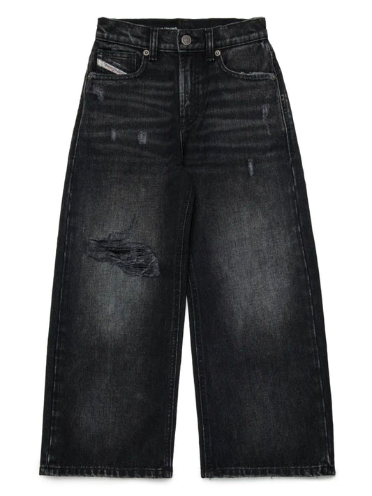 Diesel jeans gamba larga Argjx in denim rigido lavaggio nero