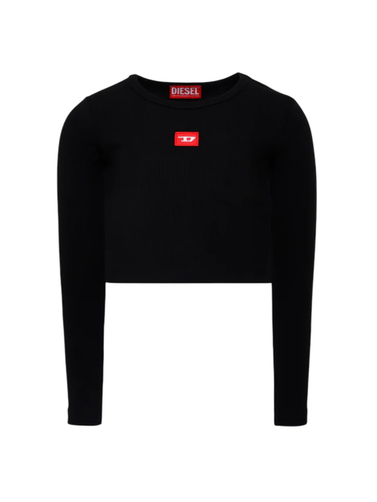 Diesel T-shirt manica lunga a costine nero