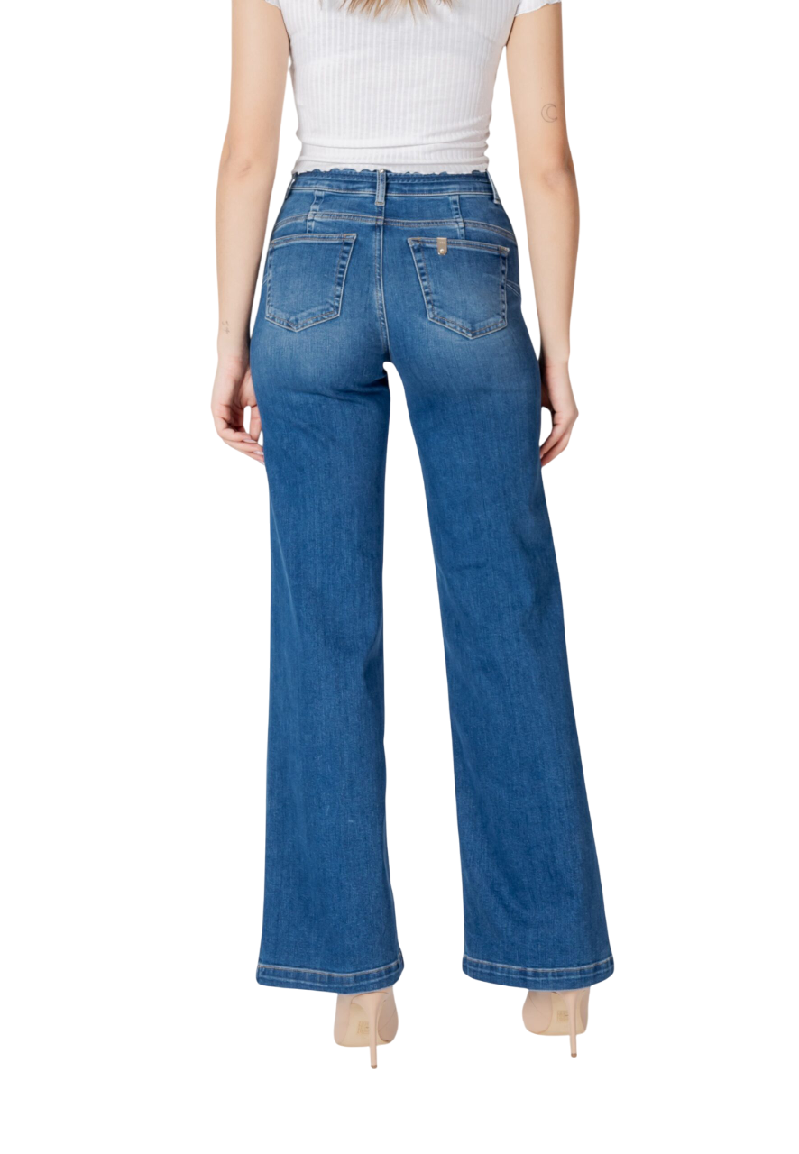 Liu Jo jeans flare a vita alta con cintina lavaggio blu medio