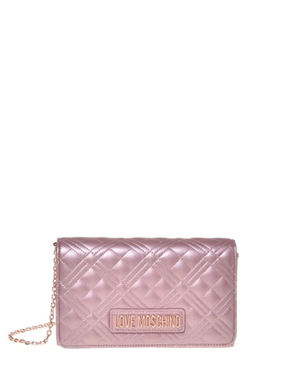 Love Moschino borsa a tracolla in ecopelle trapuntata laminata rosa