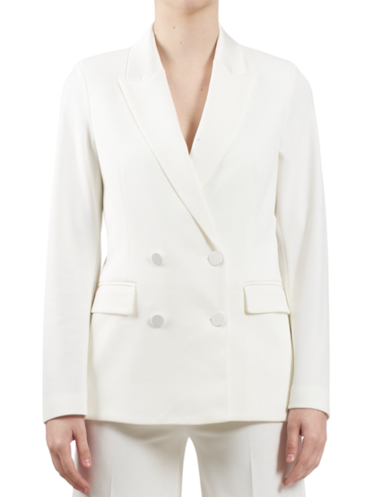 Vicolo giacca blazer doppiopetto in crepe panna