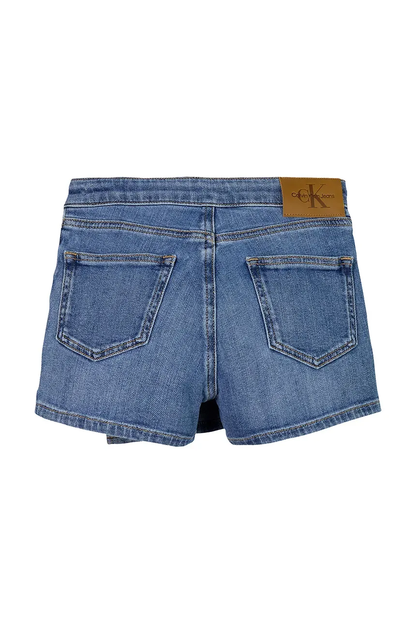 Calvin Klein Jeans gonna pantalone corta in denim lavaggio blu