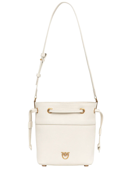 Pinko borsa a secchiello in pelle martellata bianco
