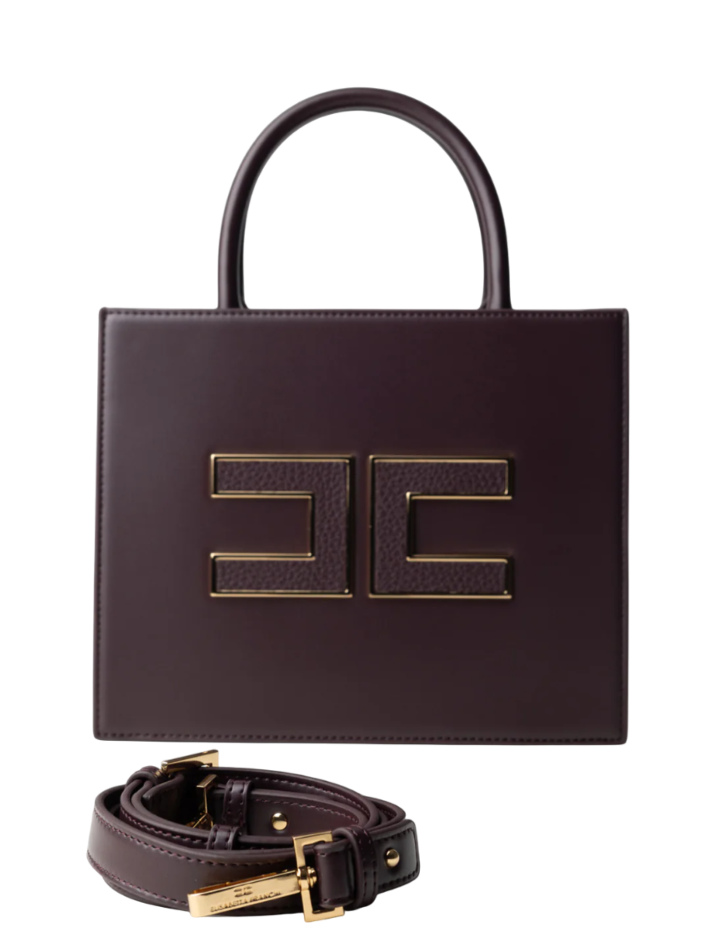 Elisabetta Franchi borsa tote piccola con logo borgogna