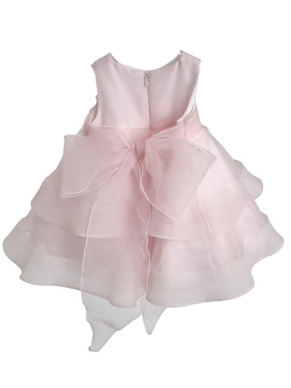 Mimilù abito da cerimonia con balze in organza rosa