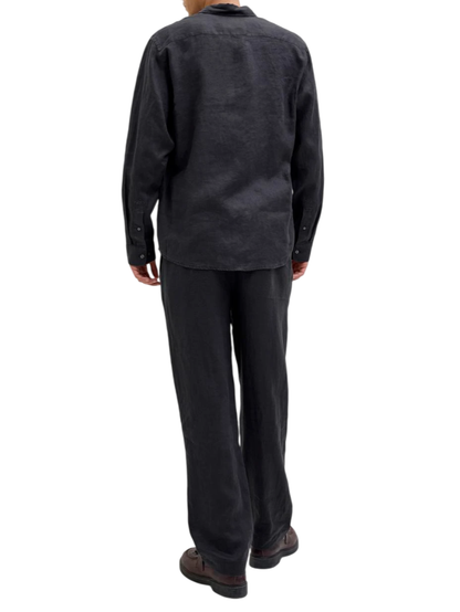 Jack&Jones pantaloni in lino gamba dritta nero