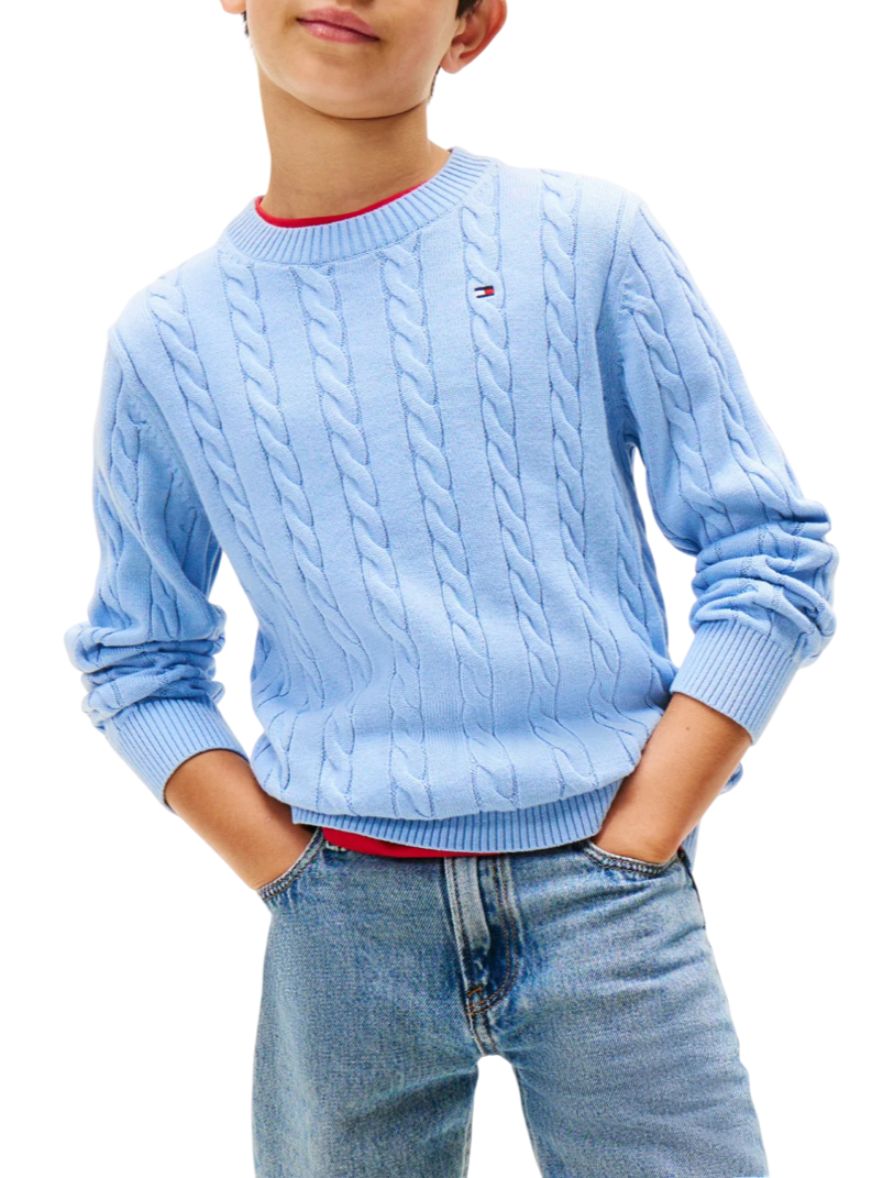 Tommy Hilfiger maglia con trecce azzurro
