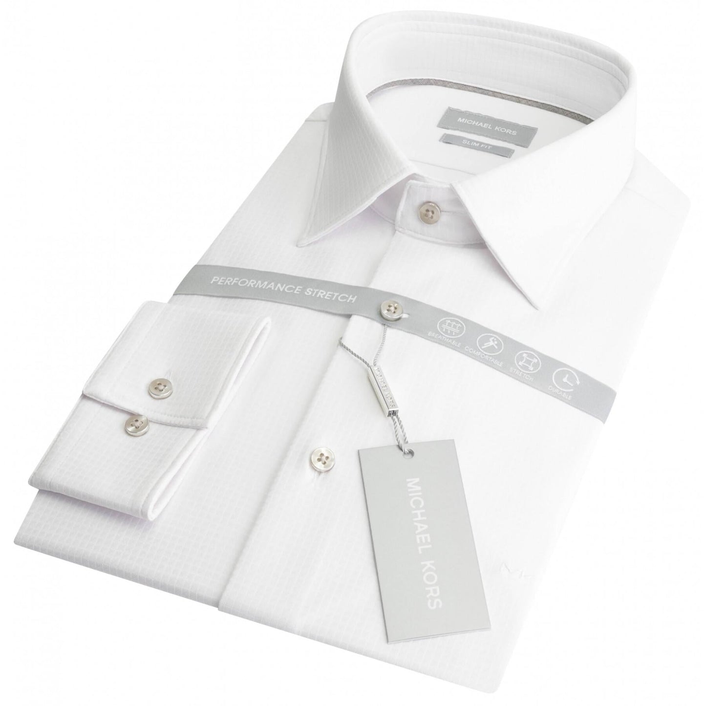 Michael Kors camicia manica lunga Perfermance stretch bianco