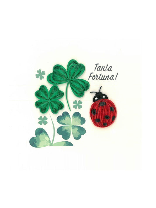 Origamo biglietto di auguri con coccinella