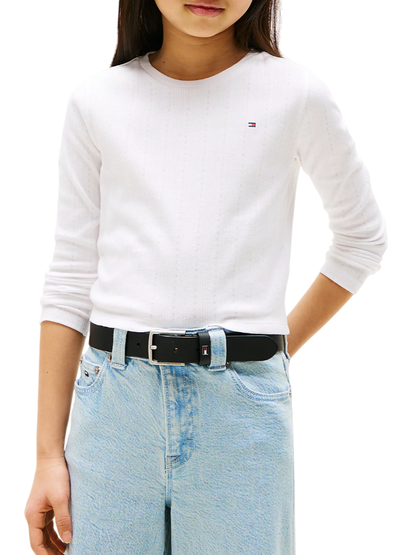 Tommy Hilfiger T-shirt con motivo pointelle bianco